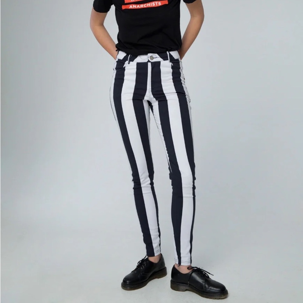 Motel Rocks Skinny Striped Pants Beetlejuice